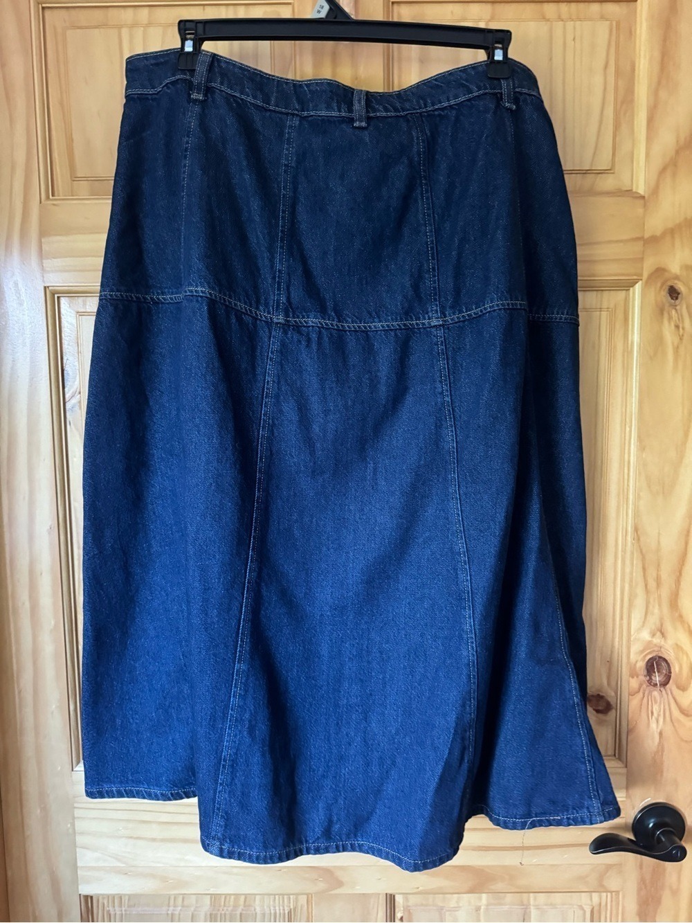 Terra & Sky Dark Blue Button-Front Denim Midi Skirt Plus size 18W - Picture 9 of 10